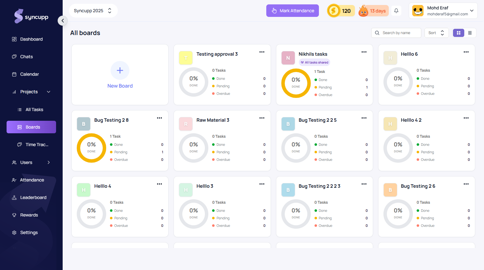Syncupp Boards List
